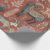 美しくデザインされたヤギのギフトラップ ラッピングペーパー (角)