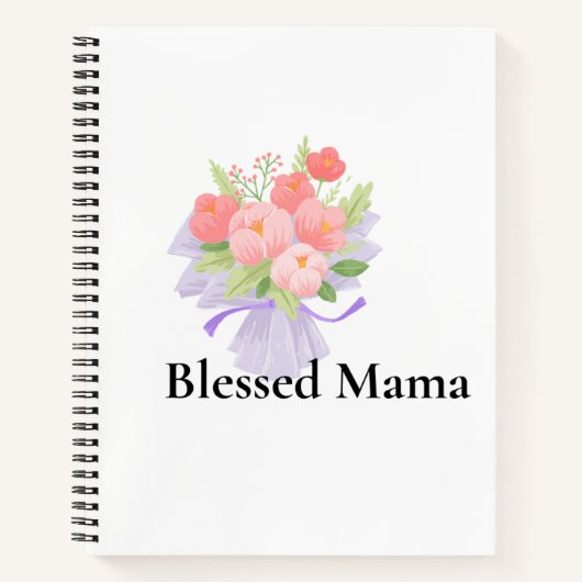 美しくデザインされた“Blessed Mama”ノート ノートブック (正面)