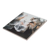 美しくドラマチックなブラック/金ゴールド抽象芸術アート タイル (側面)