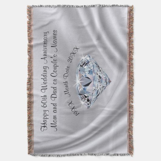 美しくパーソナライズな第60記念日のギフトのアイディア スローブランケット (正面縦)