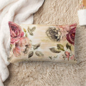 美しくビクトリアンな花の絵画 ランバークッション (ブランケット)