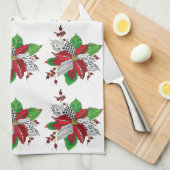 美しくポインセチアカラフルキッチンタオル キッチンタオル (四つ折り)