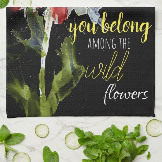 美しくポピーカラフルの花キッチンタオル キッチンタオル (折り畳み)