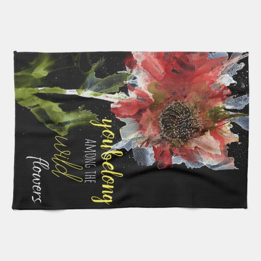 美しくポピーカラフルの花キッチンタオル キッチンタオル (横)