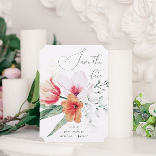 美しくミュートされたラベカラフルンダ結婚フローラ セーブザデート