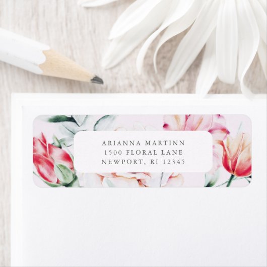 美しくミュートされたラベンダーパープルカラフルフローラ ラベル (インサイチュ)