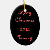 美しくメリーで赤いバラ セラミックオーナメント (裏面)