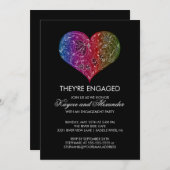 美しくモダンなハートの婚約の招待状 招待状 (正面/裏面)