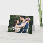 美しくモダンな書道の結婚式の写真は感謝していしています サンキューカード (正面)