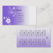 美しくモダンな花柄のポケットカレンダー 名刺 (正面/裏面)