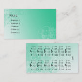 美しくモダンな花柄のポケットカレンダー 名刺 (正面/裏面)