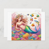 美しく人魚カラフル娘 ポストカード (正面/裏面)