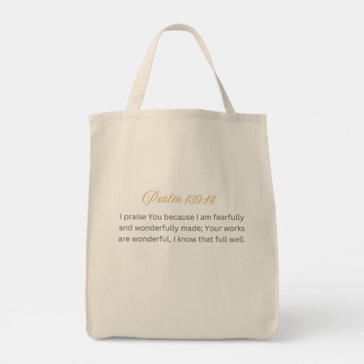 美しく作られたトートバッグ詩編139:14 トートバッグ (裏面)