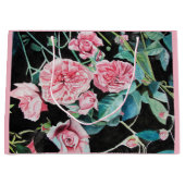 美しく古いピンクのバラのギフトバッグ ラージペーパーバッグ (正面)