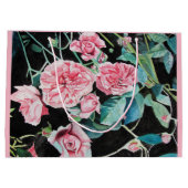 美しく古いピンクのバラのギフトバッグ ラージペーパーバッグ (裏面)