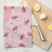 美しく可愛いガーリーピンク花柄イニシャル キッチンタオル (四つ折り)