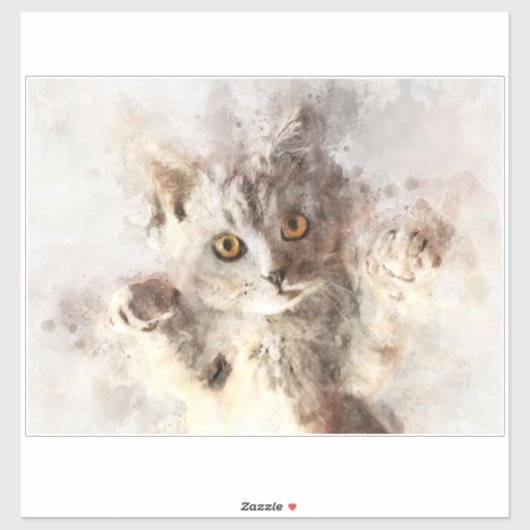 美しく可愛よくはしゃぐい子猫の水色 シール (シート)