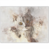 美しく可愛よくはしゃぐい子猫の水色 シール (正面)