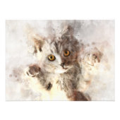 美しく可愛よくはしゃぐい子猫の水色 フォトプリント            (正面)