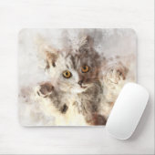 美しく可愛よくはしゃぐい子猫の水色 マウスパッド (マウス)