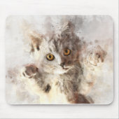 美しく可愛よくはしゃぐい子猫の水色 マウスパッド (正面)