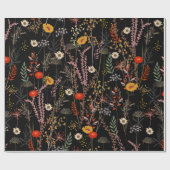 美しく咲く草花の模様 ラッピングペーパー (フラット)