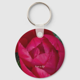 美しく咲く赤い牡丹 キーホルダー