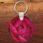 美しく咲く赤い牡丹 キーホルダー (正面)