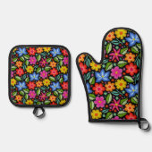 美しく咲く 鍋つかみ&鍋敷きセット (正面)