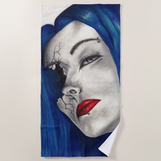 美しく壊れたゴシックガールホラーファンタジーアート ビーチタオル (正面)