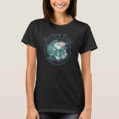 美しく壊れたローズ付きのティールスカル Tシャツ (正面)