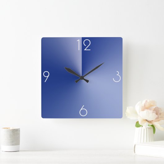 美しく大きく青い正方形の柱時計 スクエア壁時計 (ホーム)