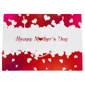 美しく幸せな母の日のハート ラージペーパーバッグ (正面)