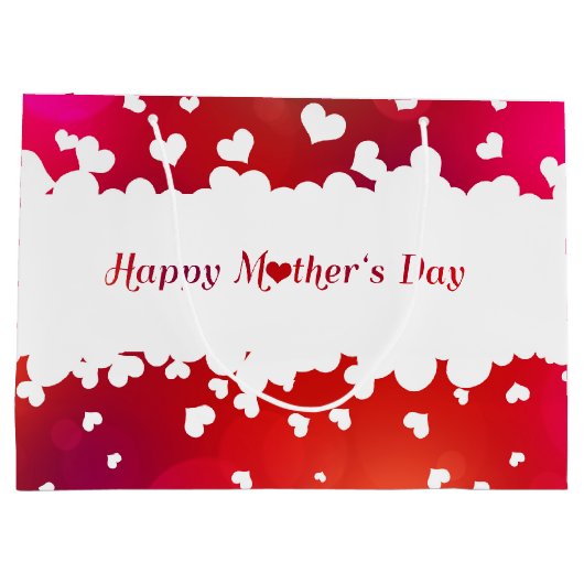 美しく幸せな母の日のハート ラージペーパーバッグ (裏面)