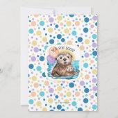 美しく愛らしい海のカワウソビーチ赤ちゃんシャワー 招待状 (裏面)