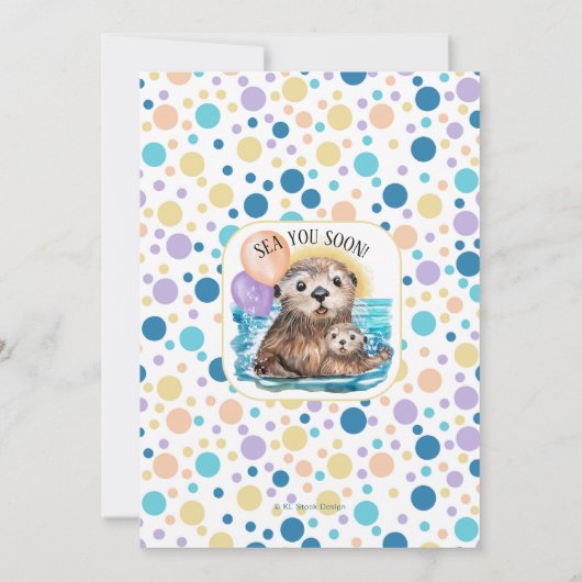 美しく愛らしい海のカワウソビーチ赤ちゃんシャワー 招待状 (裏面)