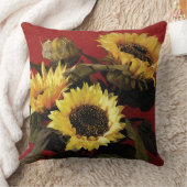 美しく手塗りのヒマワリのクッション クッション (ブランケット)