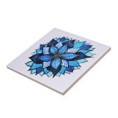 美しく抽象的で青い花インクスケッチ タイル (側面)