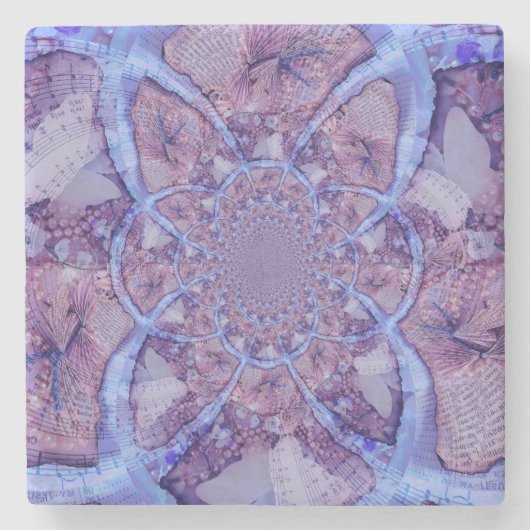 美しく抽象的な紫色の万華鏡のように千変万化するパターン ストーンコースター (正面)