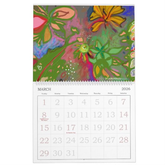 美しく抽象的な自然 カレンダー (3月 2026)