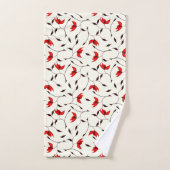 美しく敏感で赤い花模様 バスタオルセット (ハンドタオル)