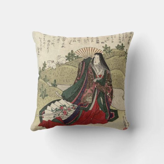 美しく日本のなヴィンテージのアートワークの枕 クッション (裏面)