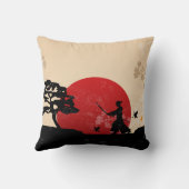 美しく日本のな武士の背景の装飾用クッション クッション (裏面)