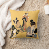 美しく日本のな芸術の芸者のテーマの装飾用クッション クッション (ブランケット)