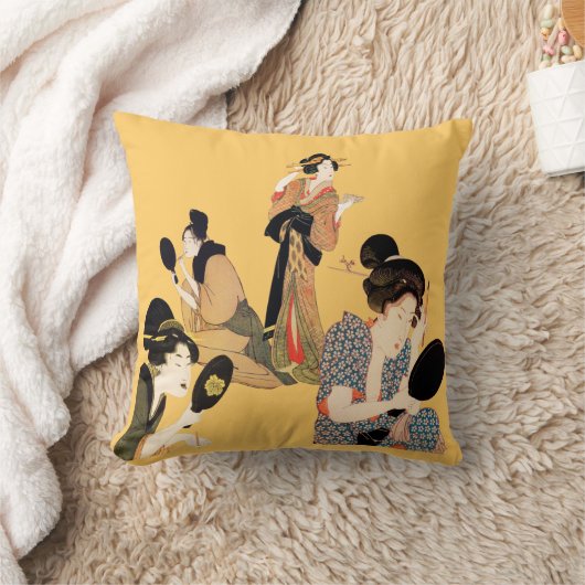 美しく日本のな芸術の芸者のテーマの装飾用クッション クッション (ブランケット)
