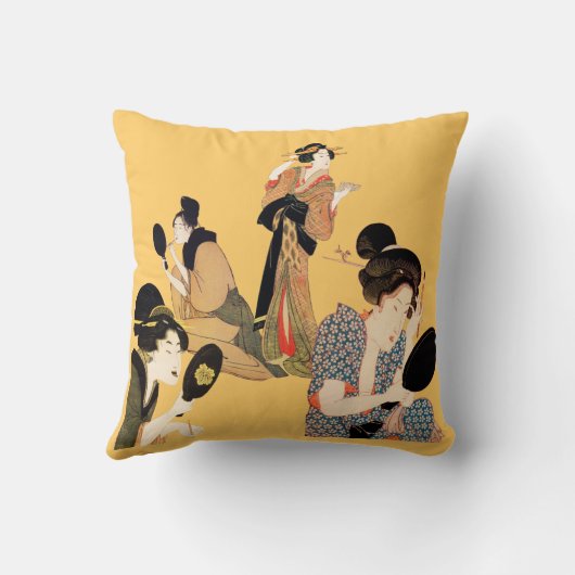 美しく日本のな芸術の芸者のテーマの装飾用クッション クッション (裏面)