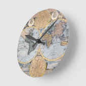 美しく旧式な地図書の地図 ラウンド壁時計 (傾斜)