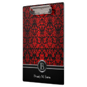 美しく明るく赤く及び黒い花のダマスク織 クリップボード (左)