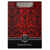 美しく明るく赤く及び黒い花のダマスク織 クリップボード (正面)