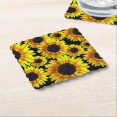 美しく明るく黄色いヒマワリ- ペーパーコースター (アングル)